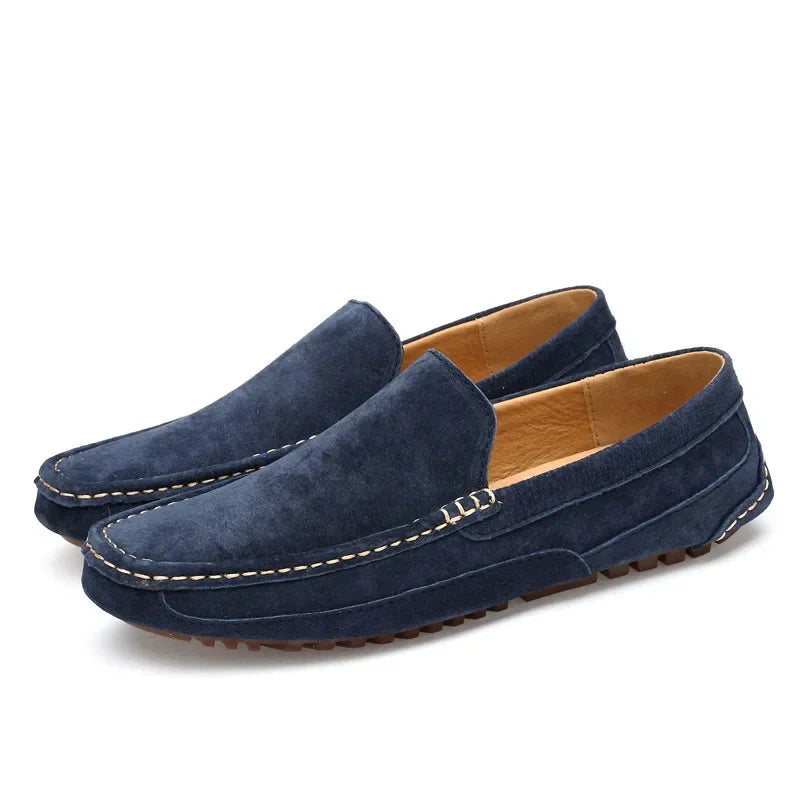 Mocassin Daim Bleu Marine Homme