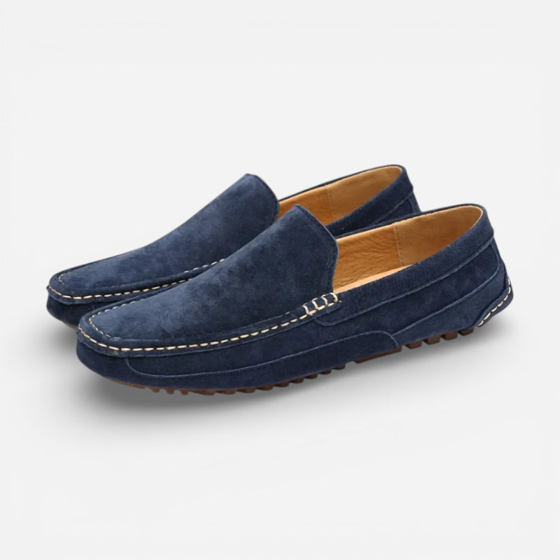 Mocassin Daim Bleu Marine Homme