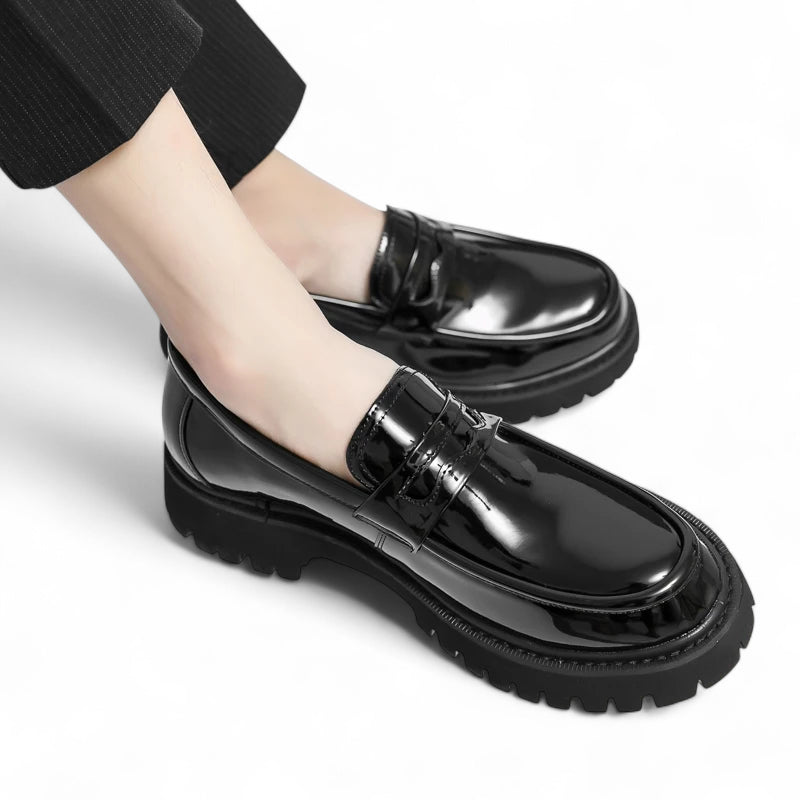 Mocassin Plateforme En Cuir Vernis Pour Homme