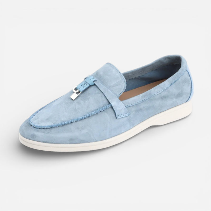 Mocassin Daim Bleu Ciel à Glands