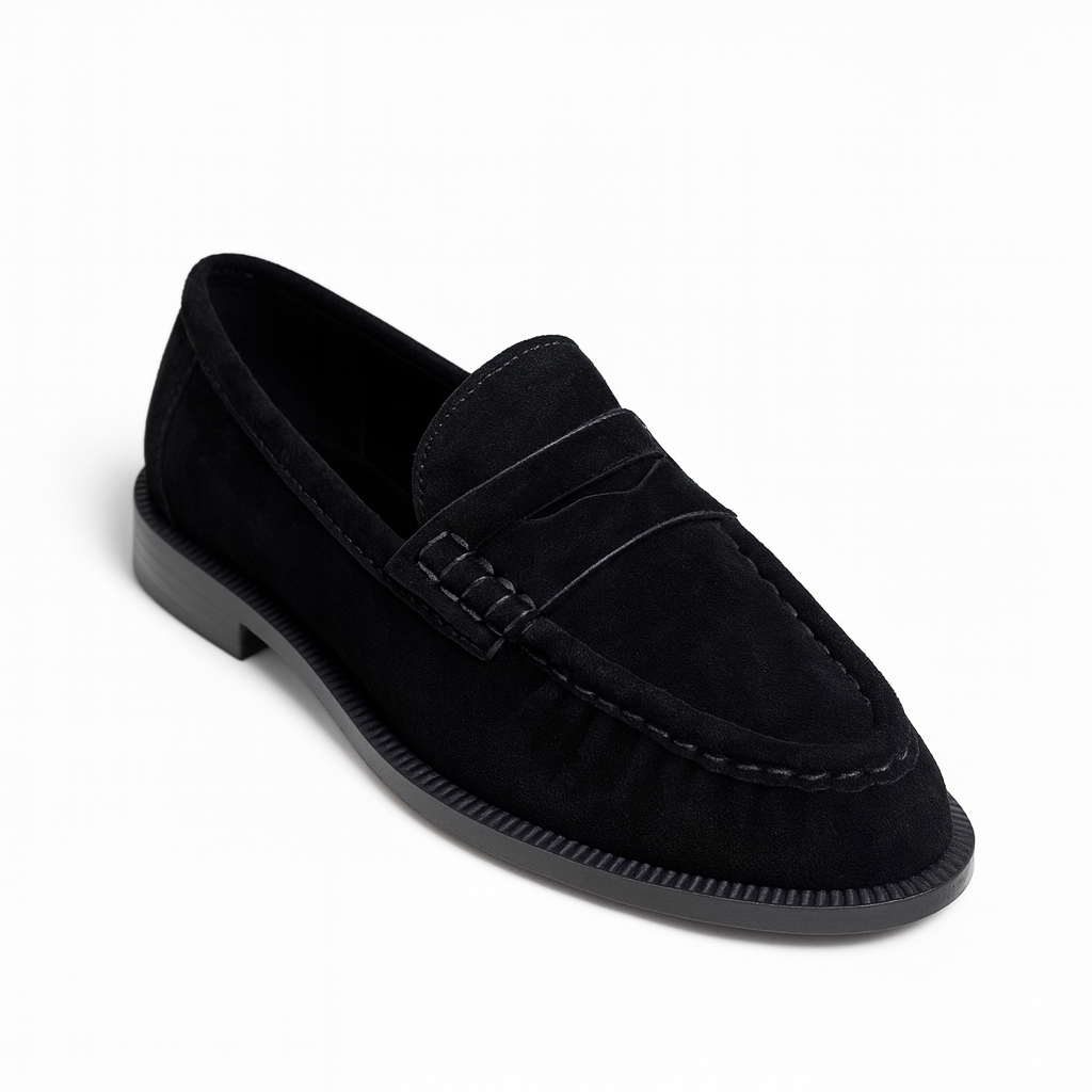 Mocassin Daim Premium Noir Femme