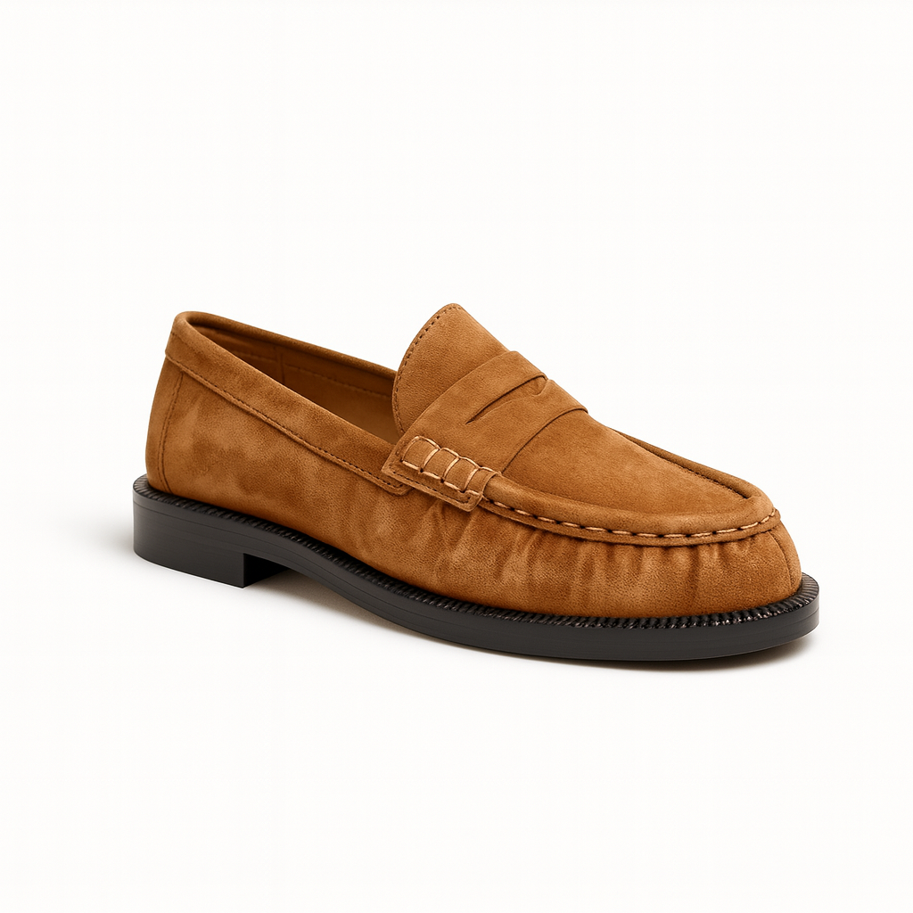 Mocassin Premium En Daim Camel Femme
