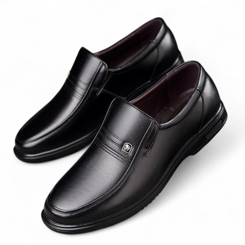 Mocassin Homme Cuir Noir Avec Brochure