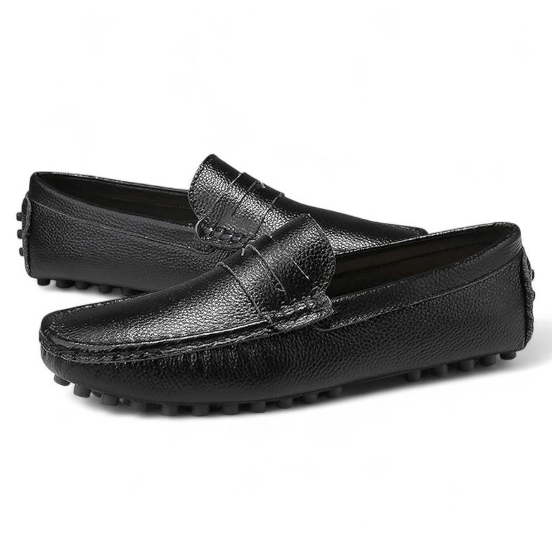 Mocassin Pour Bateau En Cuir Vernis Noir Homme