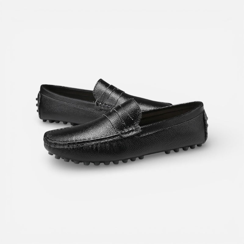 Mocassin Pour Bateau En Cuir Vernis Noir Homme