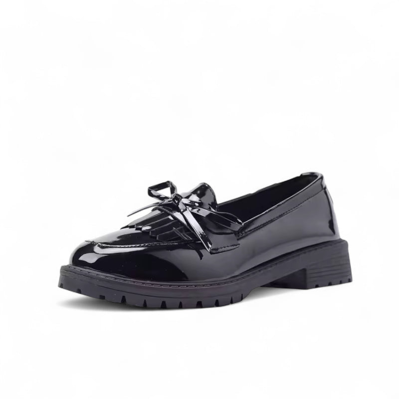 Mocassin Plateforme Cuir Noir Femme