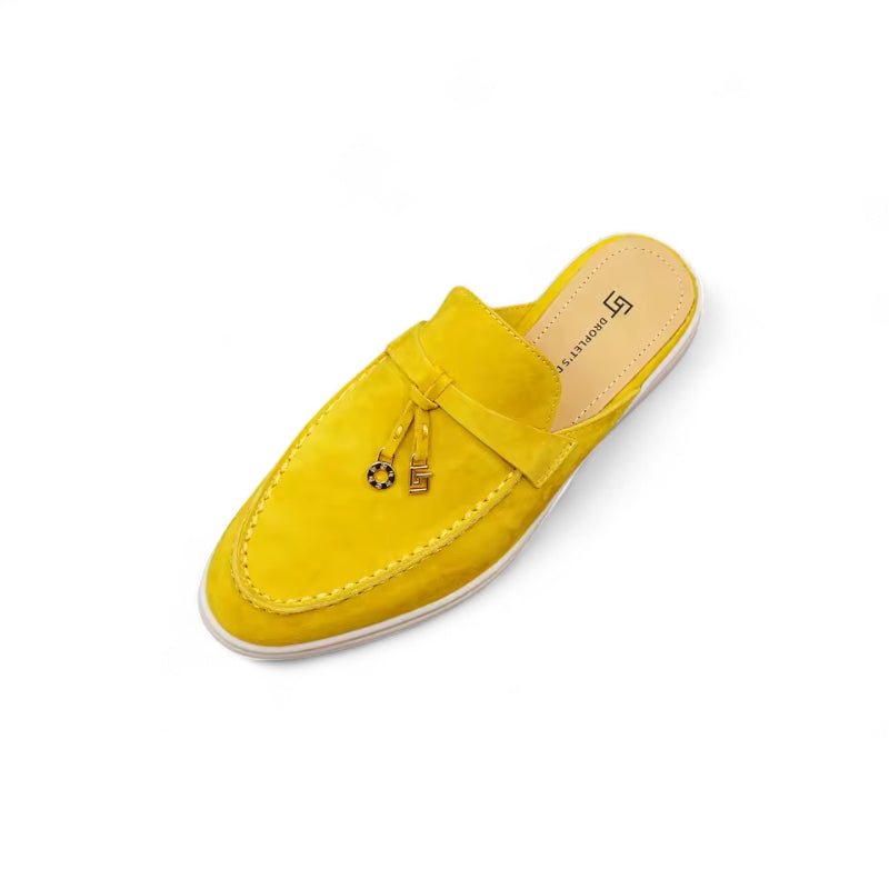 Mocassin Ouvert Daim Jaune Flashi Femme