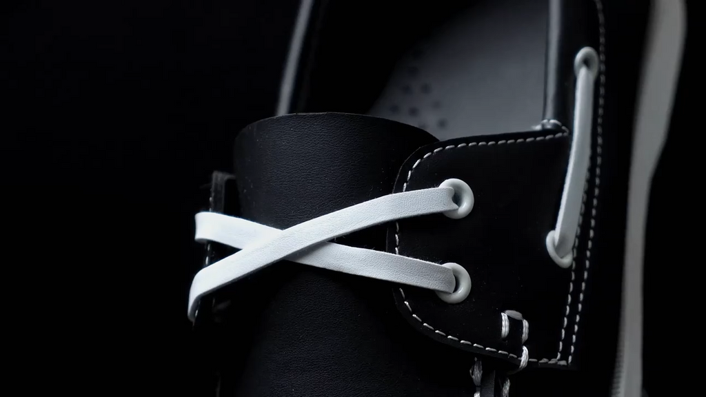 Mocassin En Cuir Marine Et marron à Lacet Homme