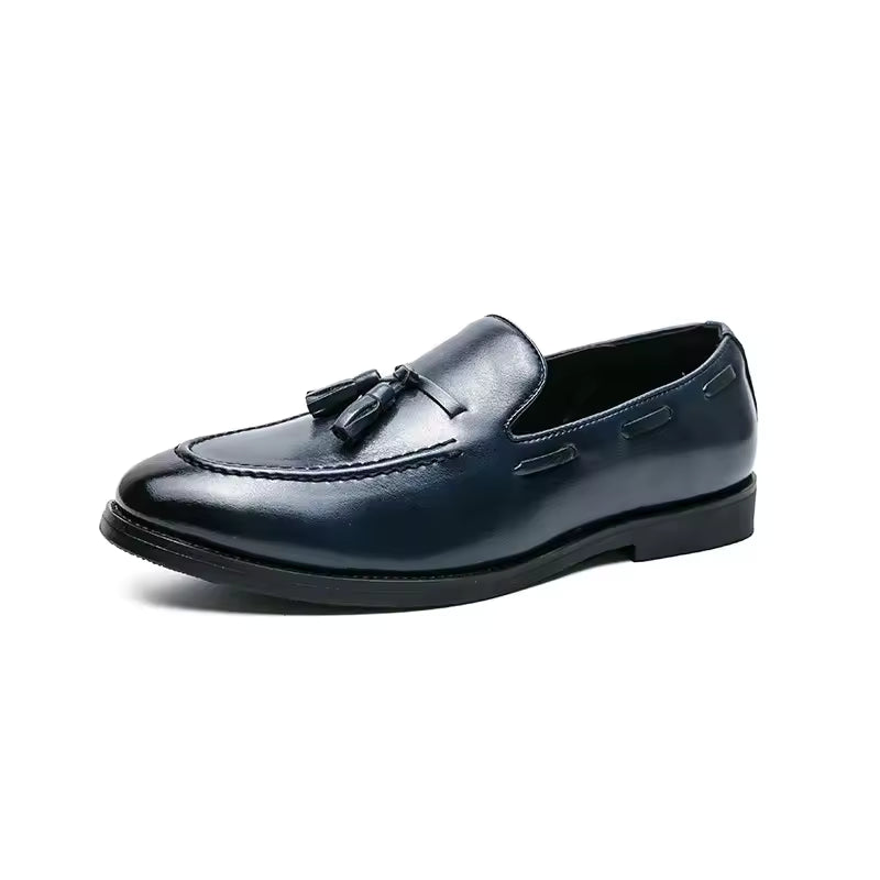 Mocassin En Cuir Marine à Gland Homme